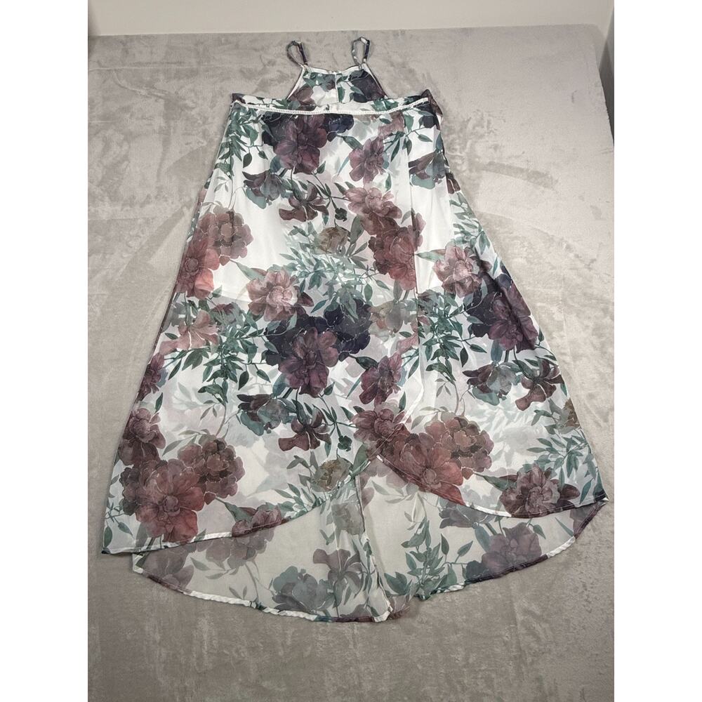 Y2K Charlotte Russe 1X Floral Chiffon Handkerchief Hem Dress Fairycore Whimsigot - Picture 5 of 12